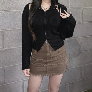 Way Zip-Up Sleeveless Bolero Cardigan Set