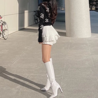 Roro Mock Neck Long Sleeve Lettering Knit