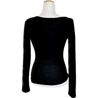 Shirred Corset Hook Buckle Square Neck Long Sleeve