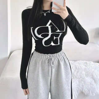 Unique Lettering Long Sleeve T-shirt Inner Tee
