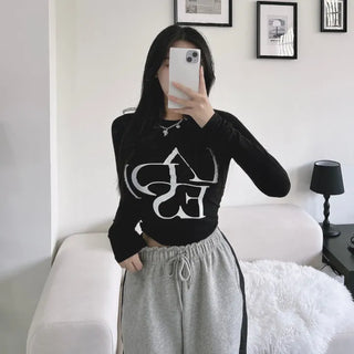 Unique Lettering Long Sleeve T-shirt Inner Tee