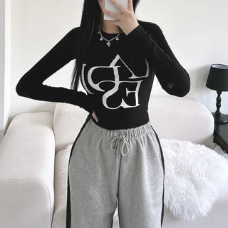 Unique Lettering Long Sleeve T-shirt Inner Tee
