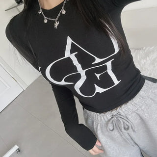 Unique Lettering Long Sleeve T-shirt Inner Tee