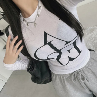 Unique Lettering Long Sleeve T-shirt Inner Tee