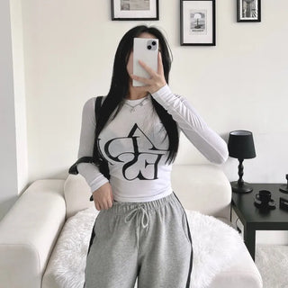 Unique Lettering Long Sleeve T-shirt Inner Tee