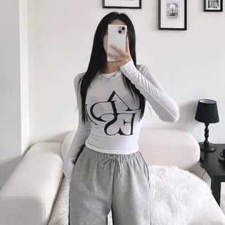 Unique Lettering Long Sleeve T-shirt Inner Tee