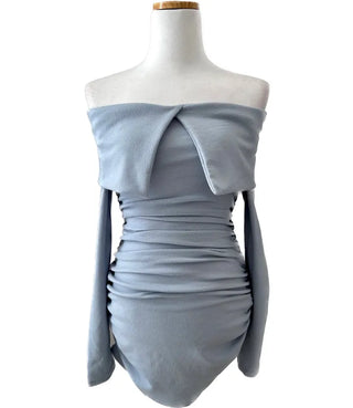 Big Collar Off-Shoulder Shirred Mini Dress Year-End Look