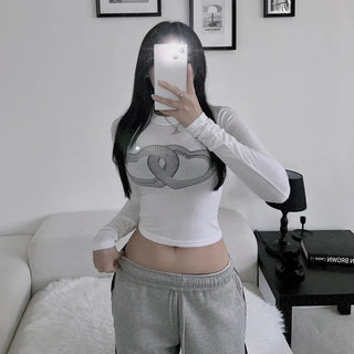 Unique 3D Heart Graphic Long Sleeve T-shirt Inner