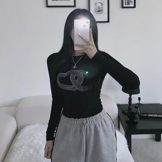 Unique 3D Heart Graphic Long Sleeve T-shirt Inner