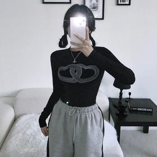 Unique 3D Heart Graphic Long Sleeve T-shirt Inner