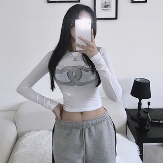 Unique 3D Heart Graphic Long Sleeve T-shirt Inner