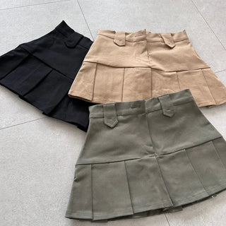 Low-rise pleated mini skirt cargo culottes