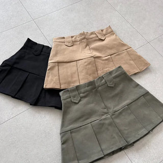 Low-rise pleated mini skirt cargo culottes