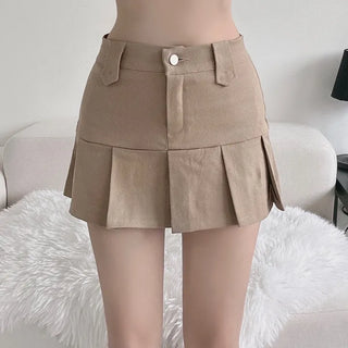 Low-rise pleated mini skirt cargo culottes