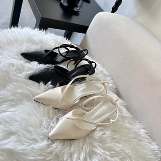 Diagonal Strap High Heels Pointed Toe Mary Jane