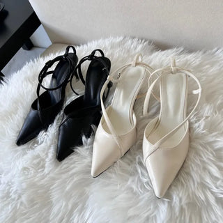 Diagonal Strap High Heels Pointed Toe Mary Jane