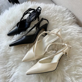 Diagonal Strap High Heels Pointed Toe Mary Jane