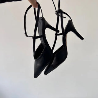 Diagonal Strap High Heels Pointed Toe Mary Jane