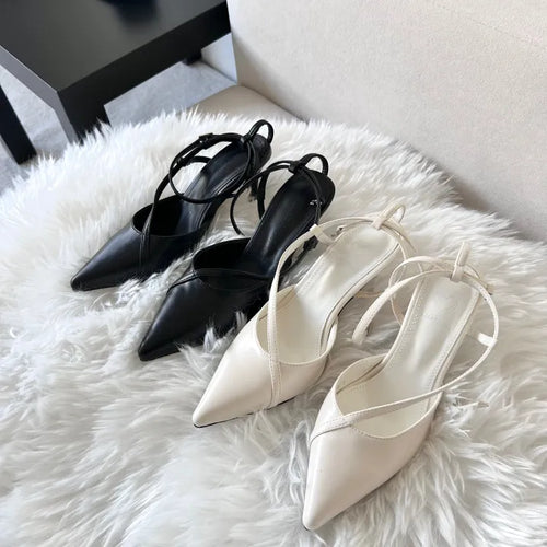 Diagonal Strap High Heels Pointed Toe Mary Jane