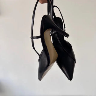 Diagonal Strap High Heels Pointed Toe Mary Jane