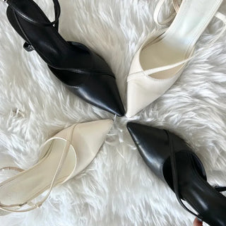 Diagonal Strap High Heels Pointed Toe Mary Jane