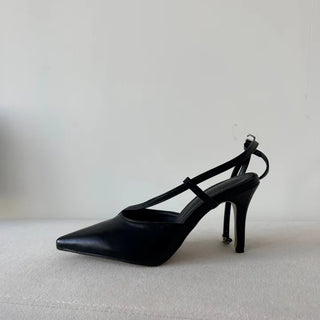 Diagonal Strap High Heels Pointed Toe Mary Jane