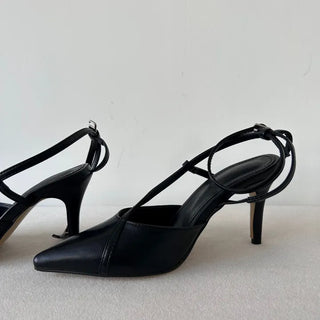 Diagonal Strap High Heels Pointed Toe Mary Jane