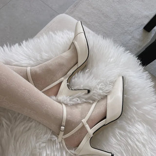 Diagonal Strap High Heels Pointed Toe Mary Jane