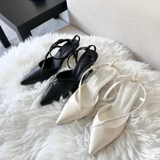 Diagonal Strap High Heels Pointed Toe Mary Jane