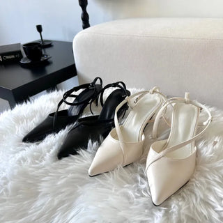 Diagonal Strap High Heels Pointed Toe Mary Jane