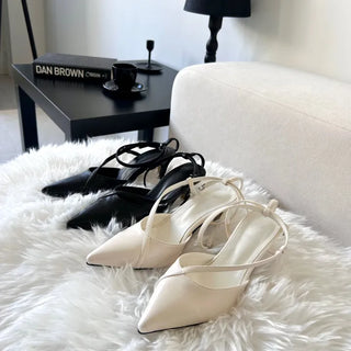 Diagonal Strap High Heels Pointed Toe Mary Jane