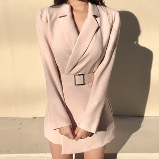 Sweet Pastel Long Sleeve Semi-Formal Belted Jumpsuit