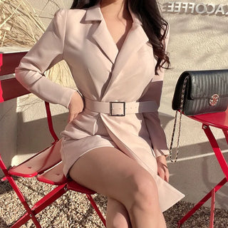 Sweet Pastel Long Sleeve Semi-Formal Belted Jumpsuit