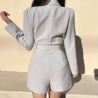 Sweet Pastel Long Sleeve Semi-Formal Belted Jumpsuit