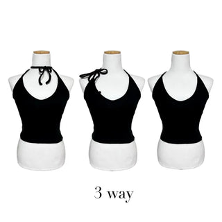 Halterneck Ribbon Choker Sleeveless Strap Halter Crop