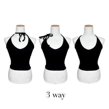 Halterneck Ribbon Choker Sleeveless Strap Halter Crop