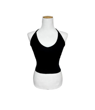 Halterneck Ribbon Choker Sleeveless Strap Halter Crop