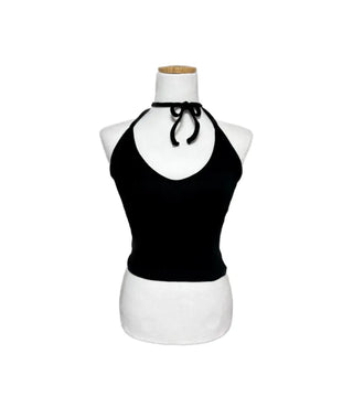 Halterneck Ribbon Choker Sleeveless Strap Halter Crop