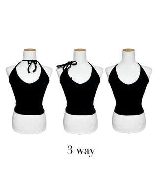 Halterneck Ribbon Choker Sleeveless Strap Halter Crop