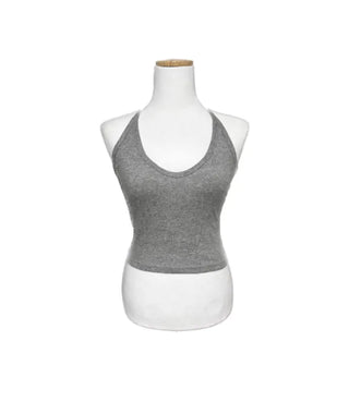Halterneck Ribbon Choker Sleeveless Strap Halter Crop