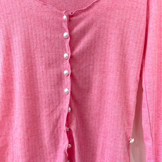 Pearl Asymmetrical Diagonal Cardigan Long Sleeve T-shirt Tee