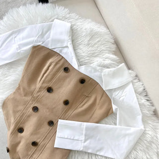 Shirt Layered Trench Dress Double-Button Party Look Stretch
