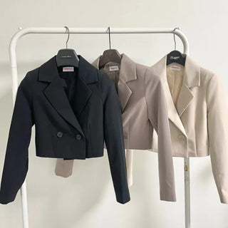 Romance Double-Button Crop Jacket and Tulip Mini Skirt