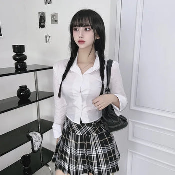Slim Long Sleeve Back Elastic Crop Shirt Y2K