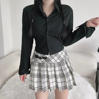 Slim Long Sleeve Back Elastic Crop Shirt Y2K
