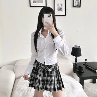 Slim Long Sleeve Back Elastic Crop Shirt Y2K