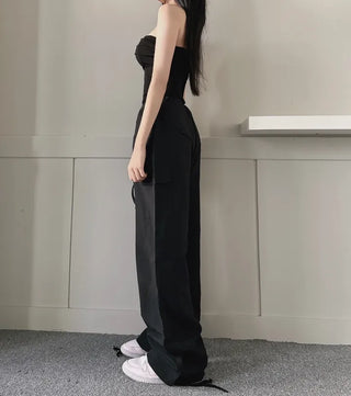 Crinkle String Cargo Pants Pocket Wide Jogger Straight