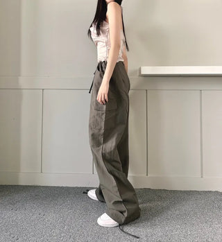 Crinkle String Cargo Pants Pocket Wide Jogger Straight