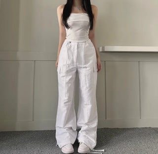 Crinkle String Cargo Pants Pocket Wide Jogger Straight