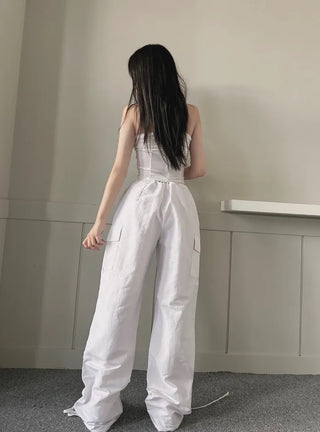 Crinkle String Cargo Pants Pocket Wide Jogger Straight